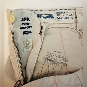 $220 RARE MASON’S 100319 JFK Shorts Mens 32x11” Khaki Flat Front Beige Ripstop